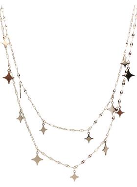 甜酷假两件四芒星辣妹项链女小众设计高级感简约气质锁骨链毛衣链