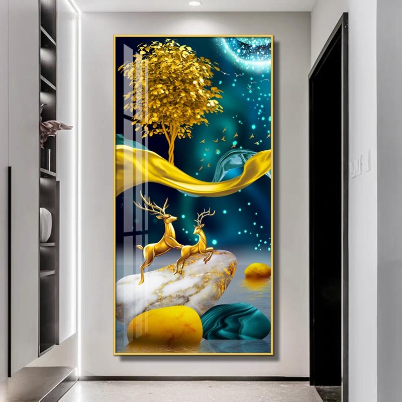 晶瓷画入户玄关装饰画寓意好客厅走廊过道挂画轻奢高档大气壁画