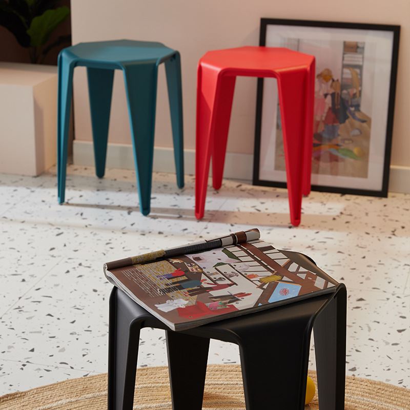 1塑料凳子家用可叠放餐厅餐凳子凳圆休闲便携客厅透气高脚简约折