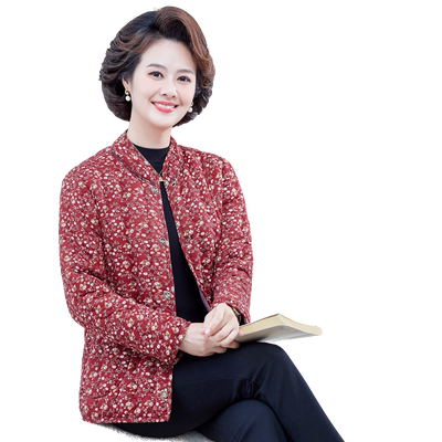中老年妈妈装秋冬新款棉袄加绒