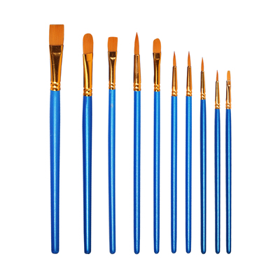 10支短杆画笔组合装多色美术生用绘画笔水洗笔管尼龙彩绘颜料笔刷美术学生专用尼龙毛狼毫初学者水粉画笔套装