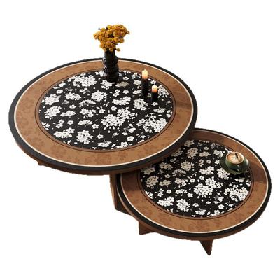 中古风圆桌垫防水防油免洗圆形餐桌布防烫耐脏茶几保护垫台布盖布