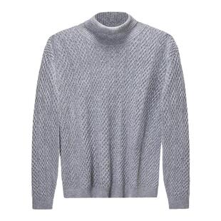 鹿王100%羊绒衫男士樽领变化组织高领时尚百搭简约保暖男套衫新款