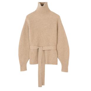 GOBI戈壁秋冬女士高领翻领灯笼袖简约羊绒衫女士毛衣针织衫WK636