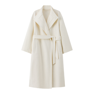 【雾杳绒歌】CHICJOJO白色大衣外套女25冬新款羊绒中长款双面呢