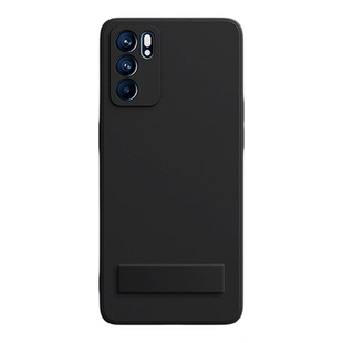 适用oppoReno6手机壳Reno6Pro/6Pro+新款oppo5G液态硅胶带支架黑色保护套十全包防摔0pp0pporeno65G男女加后