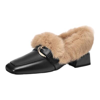 星期六冬季加绒保暖豆豆鞋女