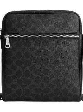 COACH/蔻驰奥莱男士黑色老花TRISTAN 22号斜挎包休闲