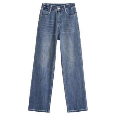 窄版牛仔阔腿裤女加厚加绒直筒裤