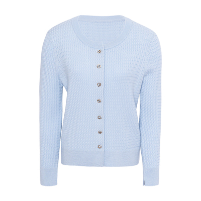 JESSIE圆领别致单排扣针织开衫春