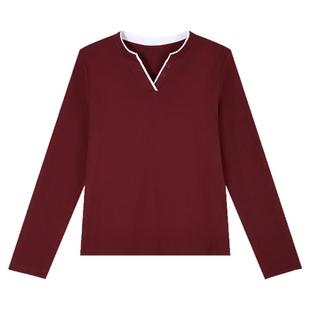加绒v领长袖t恤女2025新款秋冬爆款高端女装薄上衣洋气内搭打底衫