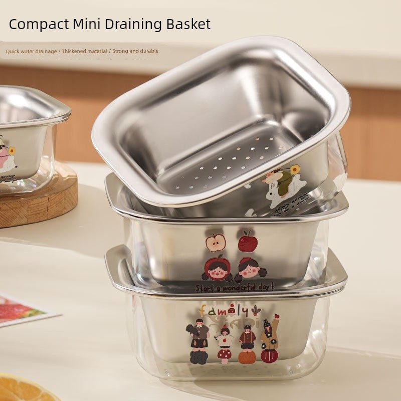 洗水果沥水篮304不锈钢双层迷你洗蓝莓神器小号水果盘洗菜滤水篮