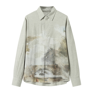 白口阳【青青糯山】复古油画设计衬衫渐变氛围感耐看抗皱上衣外套