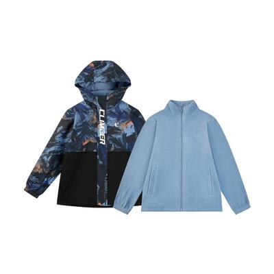 乔丹童装儿童三合一外套加绒男童摇粒两件套冬季新款大童五防风衣