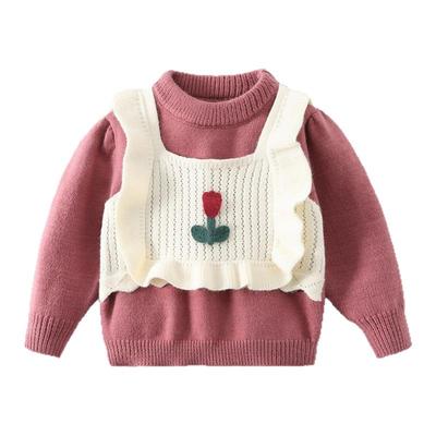 毛衣女童上衣儿童2025新款冬装宝宝穿搭超好看甜美韩系加厚假两件