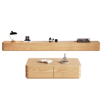 电视实木柜茶几组合客厅家用2025年新款落地储物柜岩板电视机柜子