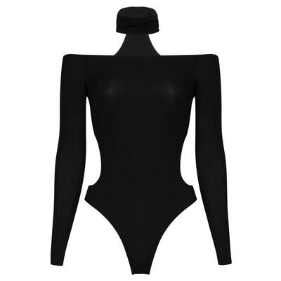 一字肩性感镂空抹胸纯欲连体衣