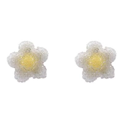 砂糖少女棉花糖花朵银针耳钉网红