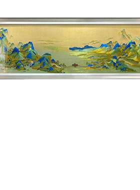 新中式千里江山图山水画刺绣苏绣客厅挂画别墅高端壁画办公室挂画