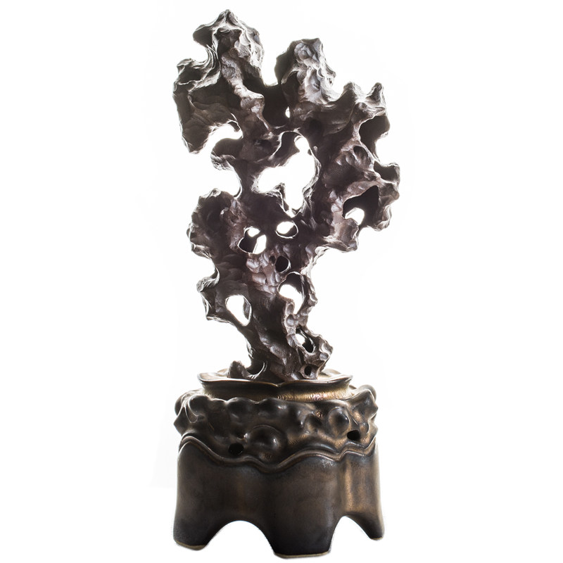 创意手工陶瓷太湖石香炉摆件假山摆件中式客厅书房装饰陶瓷塔香炉