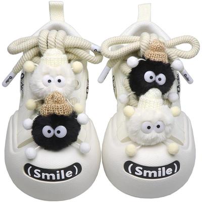 毛绒煤球精灵装饰扣diy鞋带扣