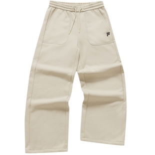 FILA FUSION斐乐潮牌女裤针织长裤女冬季纯棉工装裤宽松阔腿裤