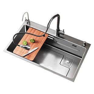 厨房洗菜盆家用加厚手工纳米304不锈钢大单槽洗碗池槽洗菜池水槽