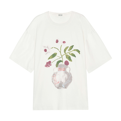 SAME FLOW  夏日百搭宽松“我不是花瓶”水彩风格手绘花卉休闲T恤