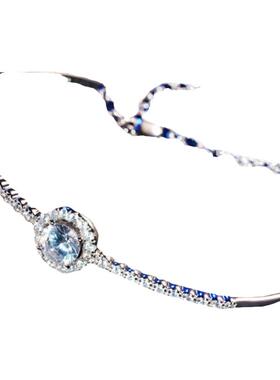 AU750纯18K白金新款美国进口D色莫桑石蛋糕圆包时尚玫瑰金手镯