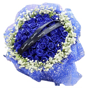 蓝色妖姬真玫瑰花束礼盒北京生日鲜花速递同城北京杭州南京配送店