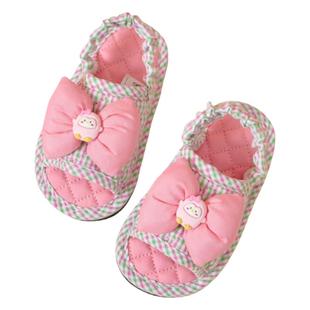 新款可爱纯棉布艺儿童拖鞋女宝1-2-3岁静音防滑软底室内地板拖鞋