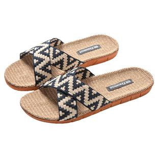 回力亚麻拖鞋男2024新款夏季防滑防臭吸汗透气家居室内凉拖鞋女款