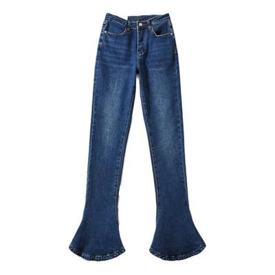 怪力酱显腿长牛仔马蹄裤