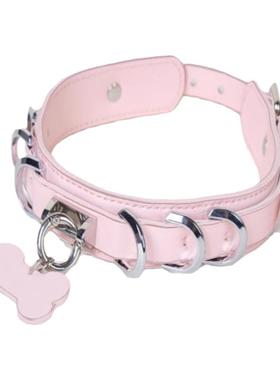 Puppy小狗骨牌真皮项圈刻字定制