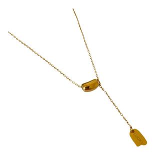 大米饰品】金色豆豆lucky时来运转项链简约新款钛钢不褪色锁骨链