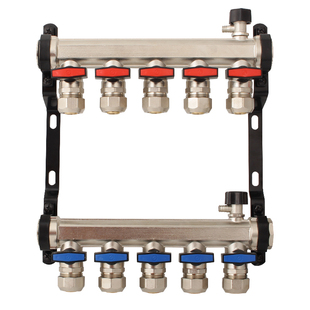 大流量地暖分水器家装全铜一体4路5路6路分集水器地热管暖气阀门