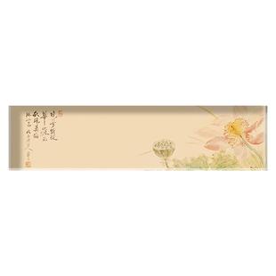 兰斋创意彩绘桃子莲花青梅水晶镇纸加厚加重压书压纸国风镇纸尺文房四宝用品定制压条写毛笔字书画书法镇尺