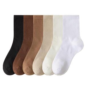 雪翅马袜子男纯色中筒袜春秋吸汗透气长袜ins潮运动男士厚长筒袜