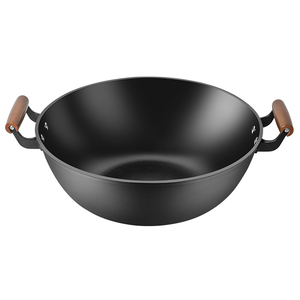 凌巧加厚老式铁锅加深铸铁家用平底炒菜锅电磁炉专用双耳生铁大锅