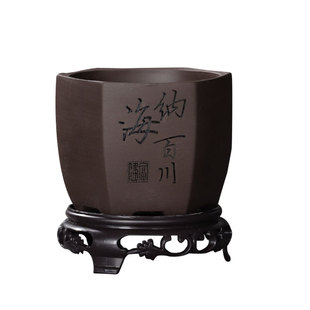 紫砂花盆清仓特价带底座托盘盆景盆兰花文竹小榕树绿植多肉陶瓷盆