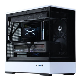 爱国者星璨岚熊猫色小岚海景房机箱电脑台式机MATX侧透鱼缸无立柱