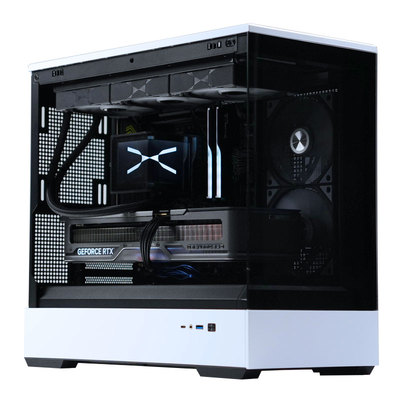 爱国者星璨岚熊猫色小岚海景房机箱电脑台式机MATX侧透鱼缸无立柱