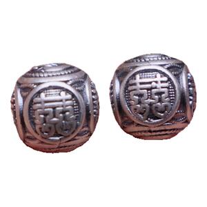 足银硬银双喜圆珠顶腰珠隔珠配饰