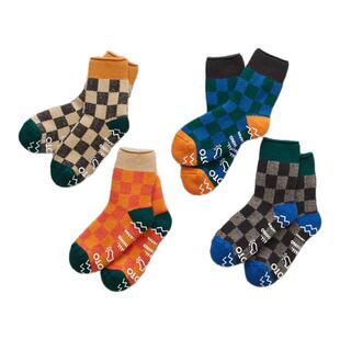现货 ROTOTO R1497 PILE ROOM SOCKS 日产棋盘格加厚居家袜保暖袜