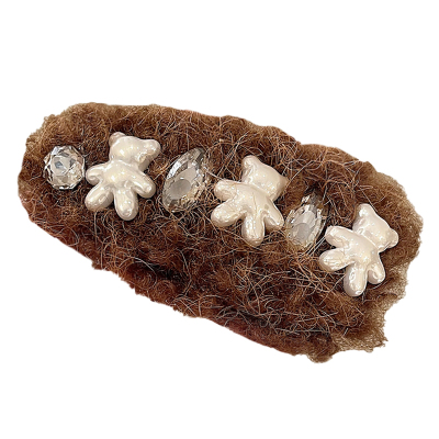 秋冬可爱小熊毛绒发夹女bb夹头饰