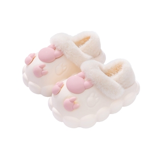 卡通兔子儿童拖鞋冬季宝宝棉拖鞋防水包跟可拆卸女童男童毛毛棉鞋