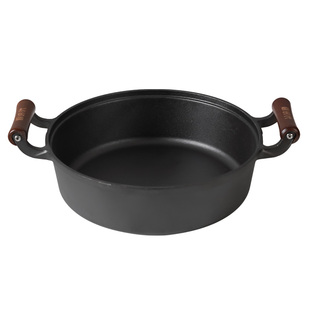 厨时代木柄加厚铸铁煎锅平底锅家用无涂层水煎包烙饼锅电磁炉通用
