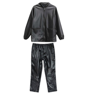 防水防油防风工作服裤子工装PU皮机车汽修屠宰中老年男女休闲皮裤