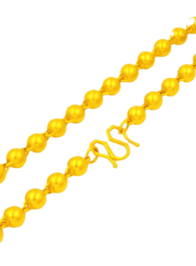 创缘沙金光面圆珠潮男不怕水项链