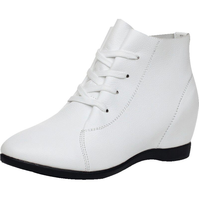 内增高女鞋2026新款休闲鞋子真皮单鞋平底百搭软皮小白鞋春秋皮鞋